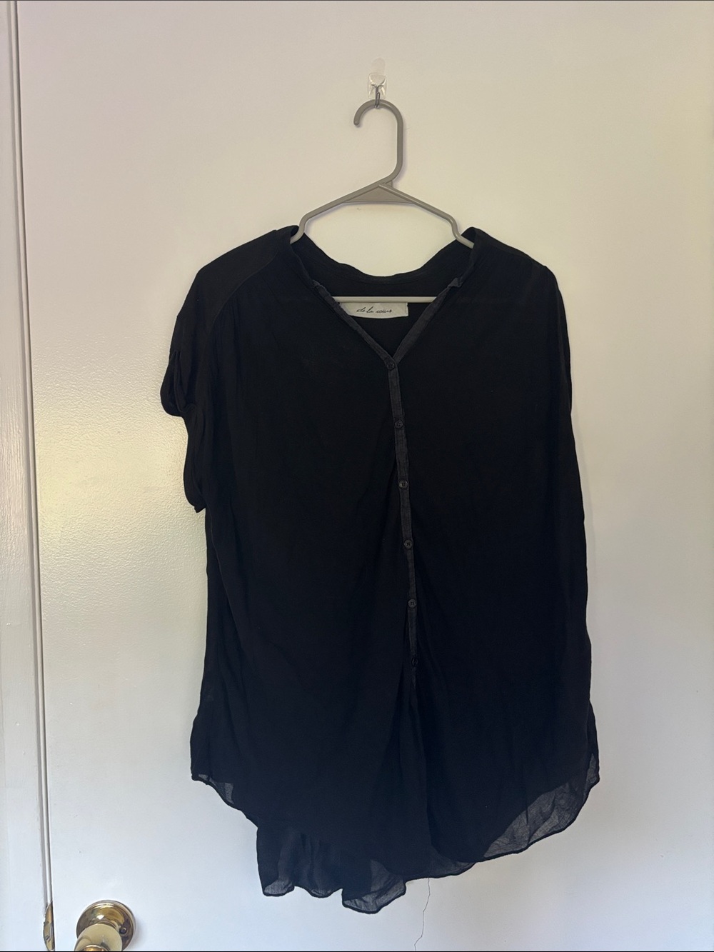 Women's Black Button-Up Lightweight Blouse